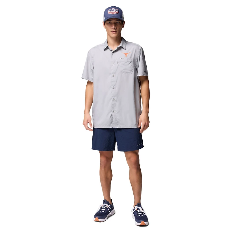 Chemise boutonnée Columbia grise Texas Longhorns Slack Tide Camp pour homme