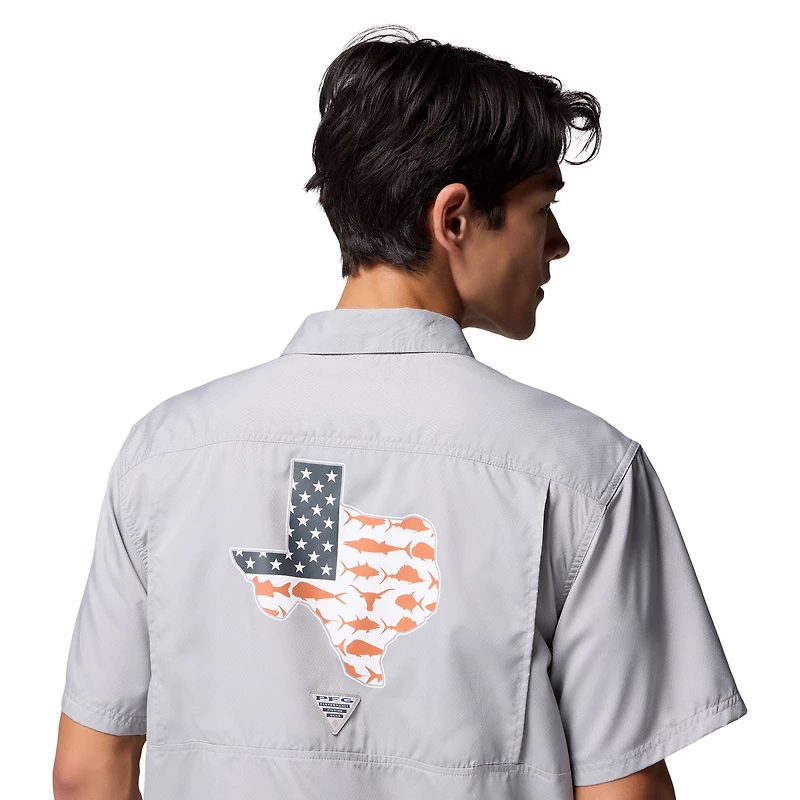 Chemise boutonnée Columbia grise Texas Longhorns Slack Tide Camp pour homme