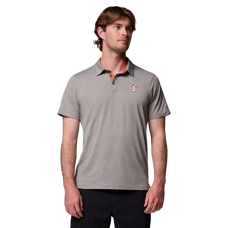Men's Columbia Gray Texas Longhorns Tech Trail Polo
