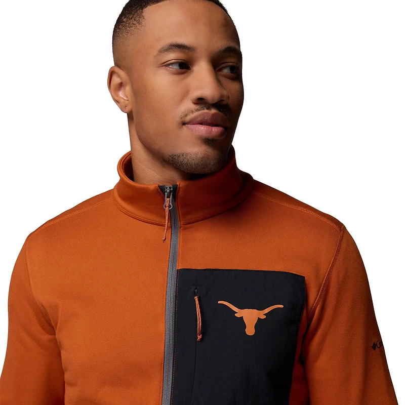 Pull Columbia Texas Longhorns Hike Omni-Wick demi-zip orange/gris pour homme