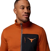 Pull Columbia Texas Longhorns Hike Omni-Wick demi-zip orange/gris pour homme