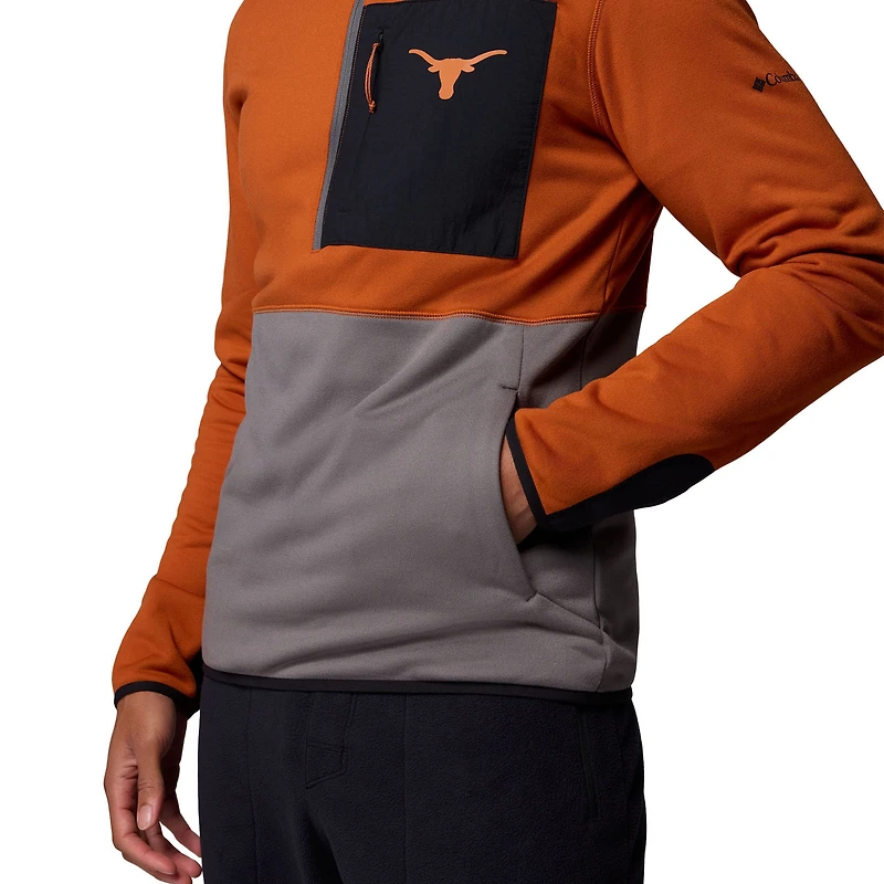 Pull Columbia Texas Longhorns Hike Omni-Wick demi-zip orange/gris pour homme