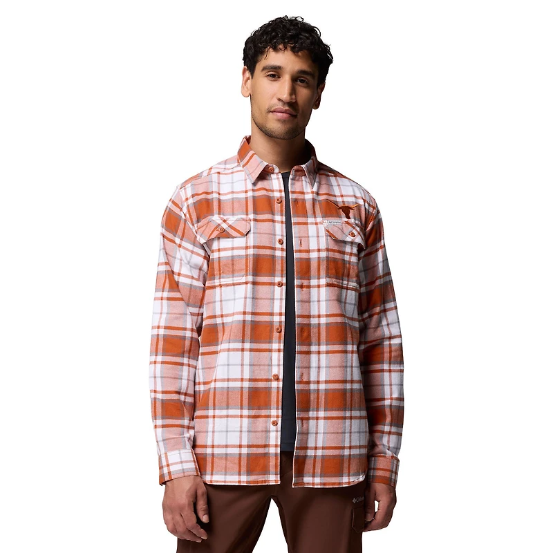 Chemise boutonnée à manches longues en flanelle Omni-Wick Texas Orange Longhorns pour homme