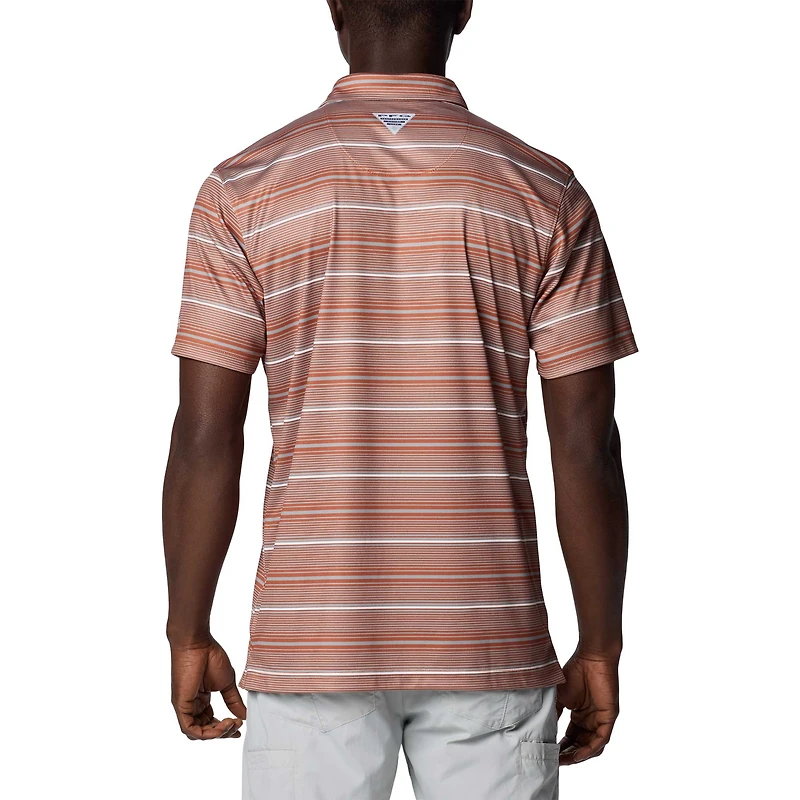 Men's Columbia Texas Orange Longhorns PFG Super Terminal Tackle™ Omni-Shade™ Stripe Polo