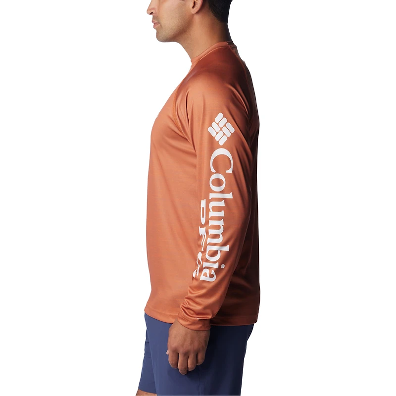 Columbia Texas Orange Longhorns PFG Terminal Tackle Omni-Shade Raglan T-shirt à manches longues pour homme