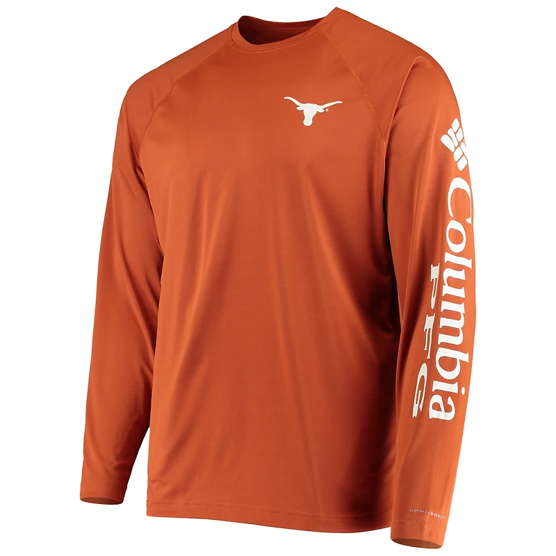Columbia Texas Longhorns Terminal Tackle Omni-Shade Raglan T-shirt à manches longues pour homme