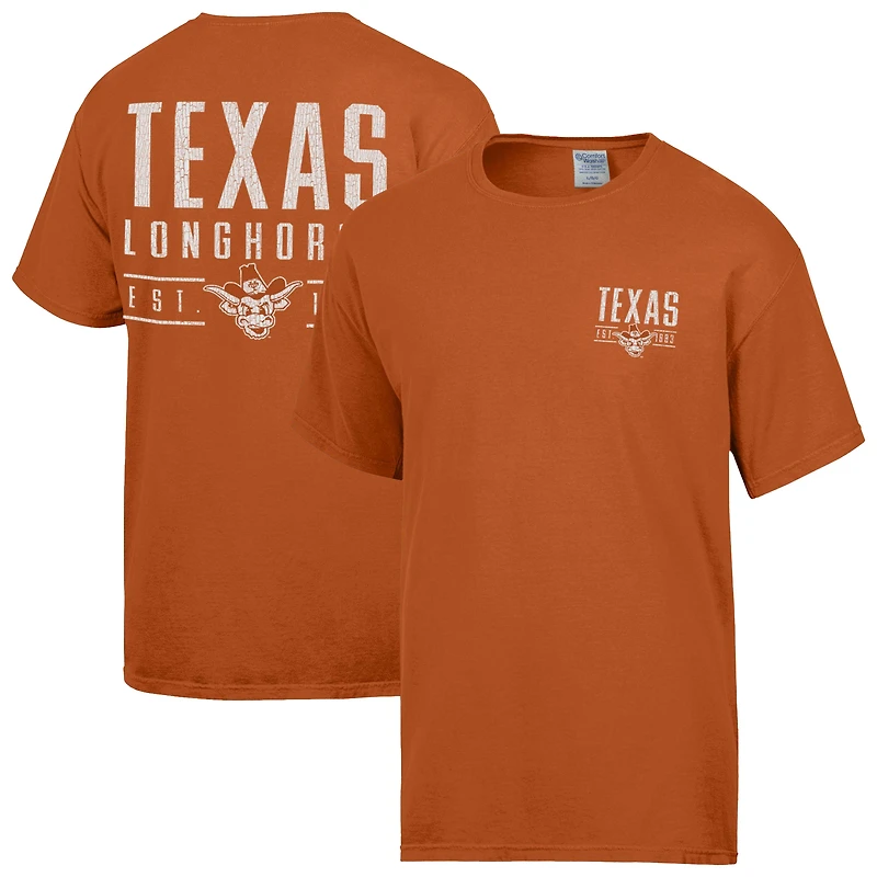 T-shirt homme ComfortWash orange brûlé Texas Longhorns Big Name