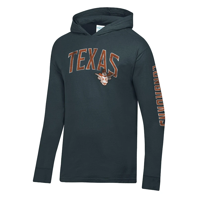 Men's ComfortWash  Charcoal Texas Longhorns Long Sleeve Hooded T-Shirt