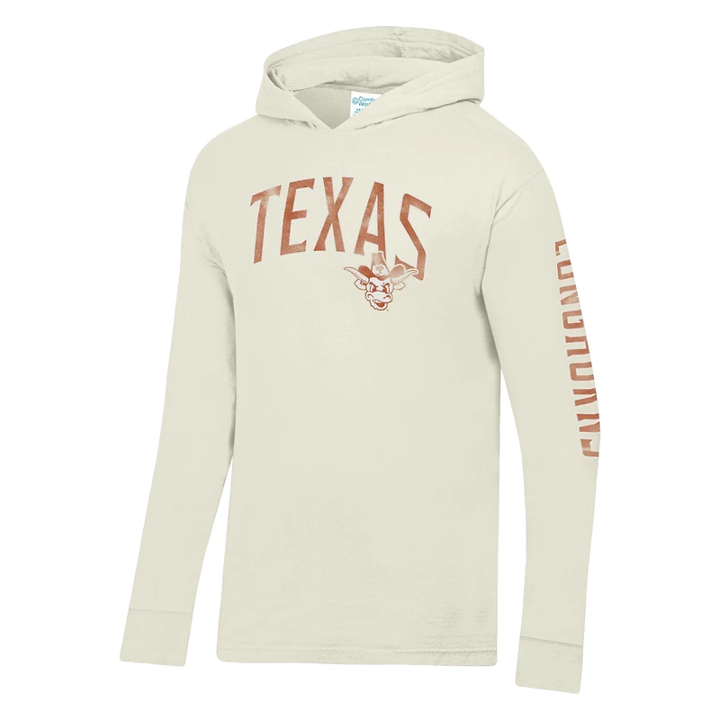 Men's ComfortWash  Cream Texas Longhorns Long Sleeve Hooded T-Shirt