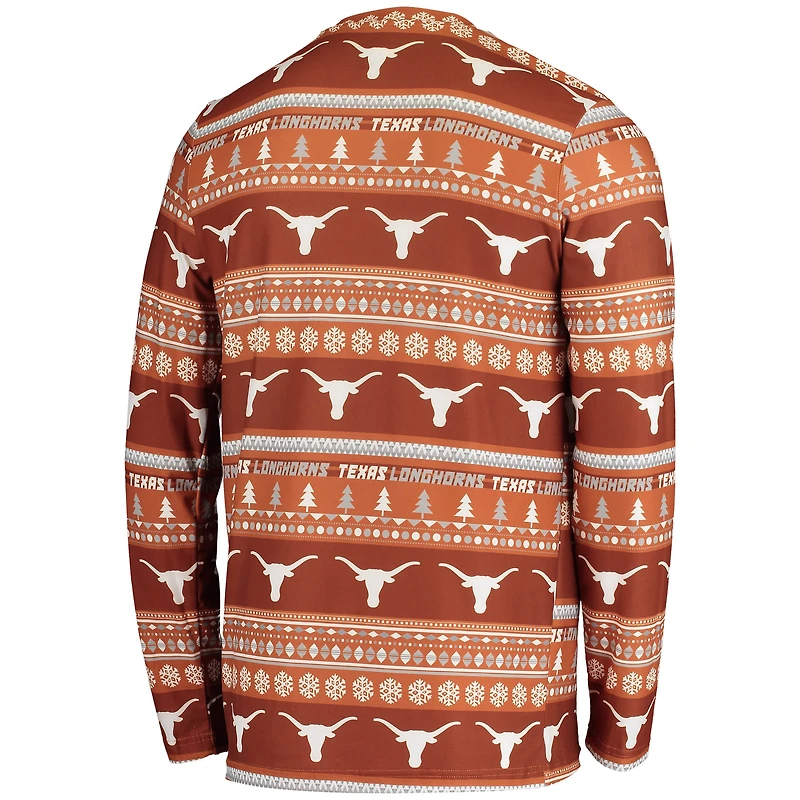 Men's Concepts Sport Texas Orange Longhorns Ugly Sweater Knit Long Sleeve Top and Pant Set