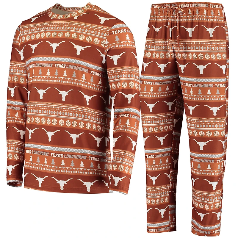 Men's Concepts Sport Texas Orange Longhorns Ugly Sweater Knit Long Sleeve Top and Pant Set