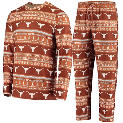Men's Concepts Sport Texas Orange Longhorns Ugly Sweater Knit Long Sleeve Top and Pant Set