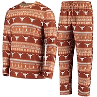 Men's Concepts Sport Texas Orange Longhorns Ugly Sweater Knit Long Sleeve Top and Pant Set
