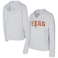 Men's Concepts Sport  White/Gray Texas Longhorns French Terry Striped V-Neck Pullover Hoodie