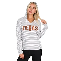 Sweat à capuche rayé col en V et manches longues Texas Longhorns blanc/gris Concepts Sport pour homme