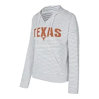 Men's Concepts Sport  White/Gray Texas Longhorns French Terry Striped V-Neck Pullover Hoodie
