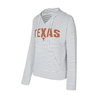 Men's Concepts Sport  White/Gray Texas Longhorns French Terry Striped V-Neck Pullover Hoodie