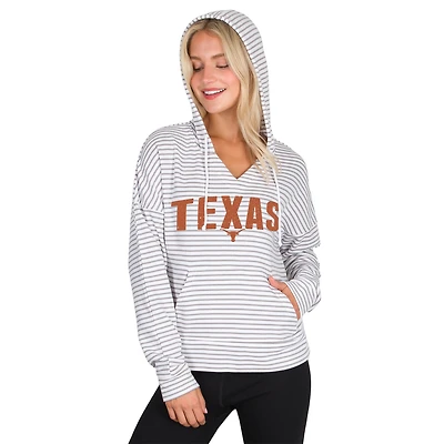Men's Concepts Sport  White/Gray Texas Longhorns French Terry Striped V-Neck Pullover Hoodie