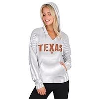 Men's Concepts Sport  White/Gray Texas Longhorns French Terry Striped V-Neck Pullover Hoodie