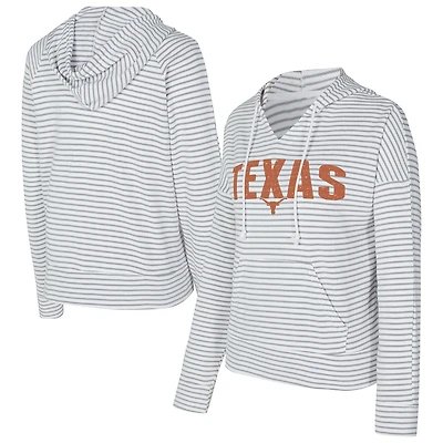 Men's Concepts Sport  White/Gray Texas Longhorns French Terry Striped V-Neck Pullover Hoodie