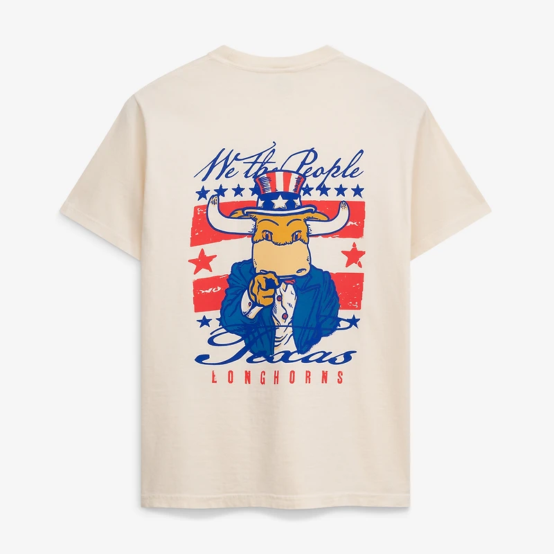 Men's Cream Texas Longhorns Uncle Sam Mascot T-Shirt