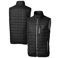 Gilet matelassé isolant entièrement zippé Rainier PrimaLoft Eco pour homme, noir, avec logo des anciens Texas Longhorns Cutter & Buck