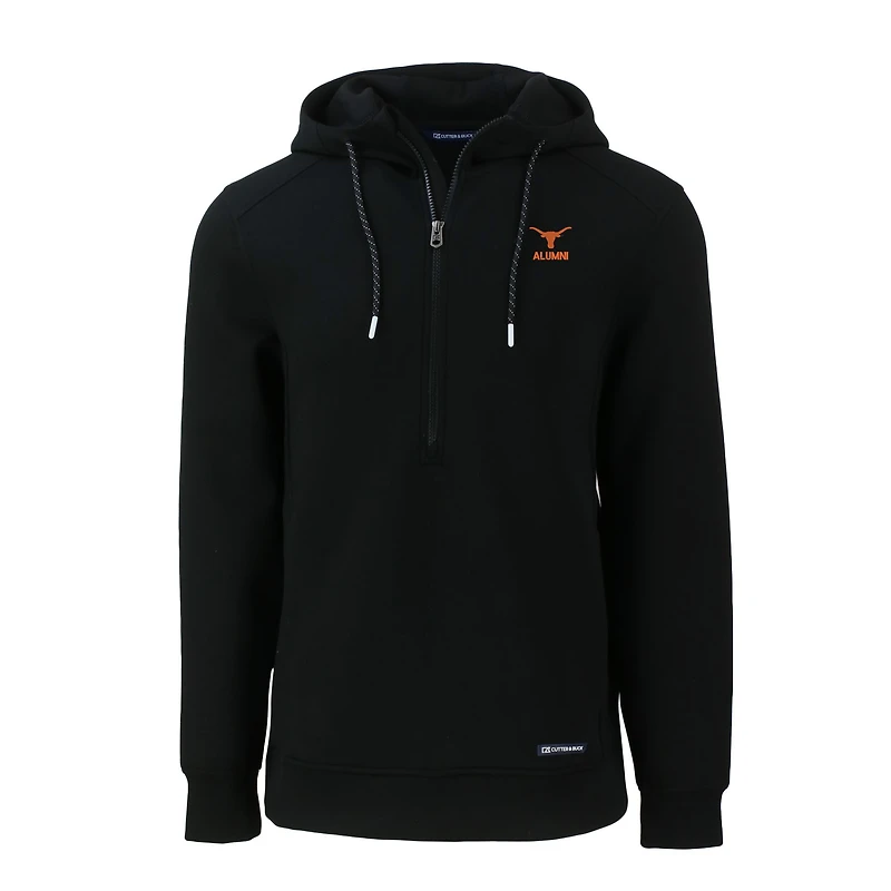 Men's Cutter & Buck Black Texas Longhorns Alumni Logo Roam Eco Recycled Half-Zip Pullover Hoodie