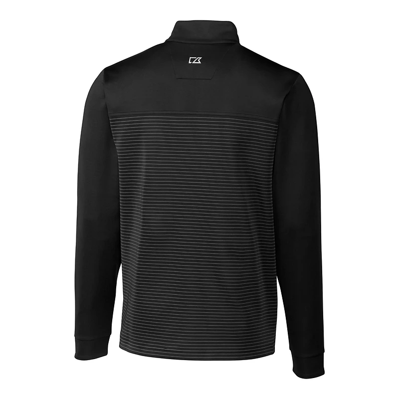 Men's Cutter & Buck  Black Texas Longhorns Alumni Logo Traverse Stripe Stretch Quarter-Zip Pullover Top