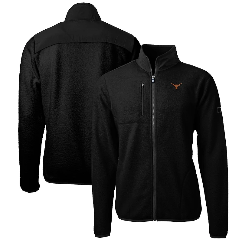 Veste polaire entièrement zippée Cascade Eco Sherpa pour homme, noire, Texas Longhorns, coupe-vent et coupe-vent, grande taille