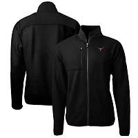 Veste polaire entièrement zippée Cascade Eco Sherpa pour homme, noire, Texas Longhorns, coupe-vent et coupe-vent, grande taille