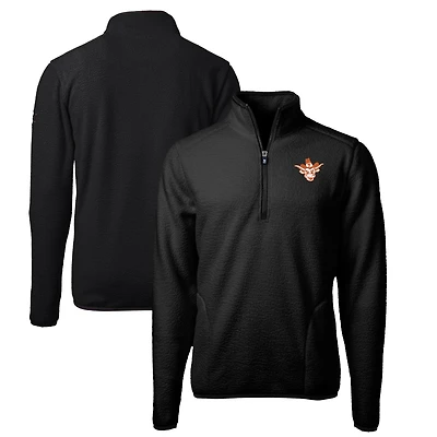 Men's Cutter & Buck Black Texas Longhorns Big Tall Cascade Eco Sherpa Fleece Quarter-Zip Jacket