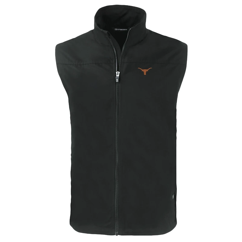 Men's Cutter & Buck  Black Texas Longhorns Big Tall Charter Eco Full-Zip Vest