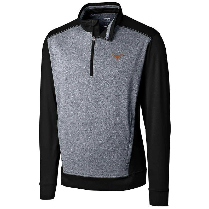 Men's Cutter & Buck Black Texas Longhorns Big Tall Replay Half-Zip Jacket