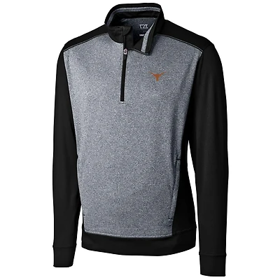 Men's Cutter & Buck Black Texas Longhorns Big Tall Replay Half-Zip Jacket