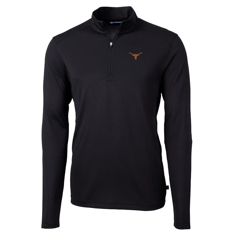 Men's Cutter & Buck Black Texas Longhorns Big Tall Virtue Eco Pique Recycled Quarter-Zip Pullover Top