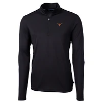 Men's Cutter & Buck Black Texas Longhorns Big Tall Virtue Eco Pique Recycled Quarter-Zip Pullover Top