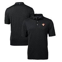 Polo homme Cutter & Buck Black Texas Longhorns Virtue Eco Pique, imprimé carreaux, DryTec recyclé, grande taille