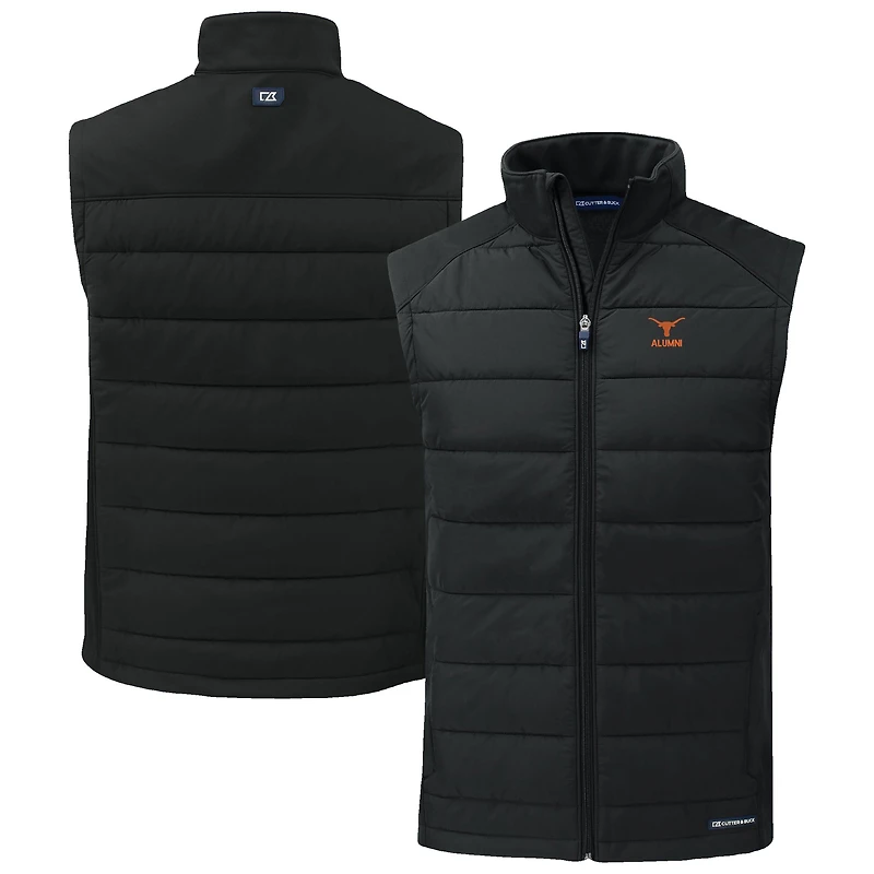 Gilet zippé intégral Cutter & Buck Black Texas Longhorns Evoke Hybrid Eco Softshell recyclé pour homme