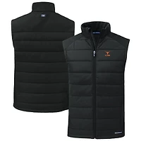 Gilet zippé intégral Cutter & Buck Black Texas Longhorns Evoke Hybrid Eco Softshell recyclé pour homme