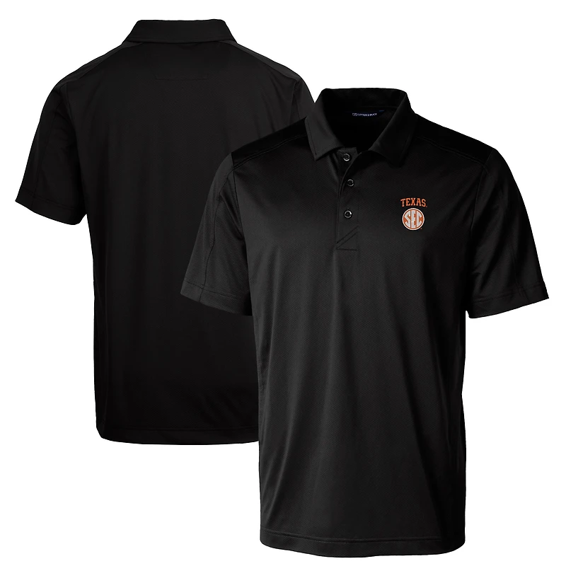 Polo Cutter & Buck Black Texas Longhorns SEC Prospect Eco Textured Stretch Recycled pour homme