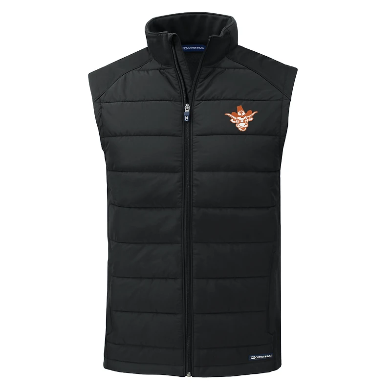 Gilet zippé intégral Cutter & Buck Black Texas Longhorns Vault Evoke Hybrid Eco Softshell recyclé pour homme