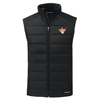 Gilet zippé intégral Cutter & Buck Black Texas Longhorns Vault Evoke Hybrid Eco Softshell recyclé pour homme