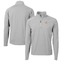 Men's Cutter & Buck  Gray Texas Longhorns Alumni Logo Adapt Eco Knit Hybrid Recycled Quarter-Zip Pullover Top