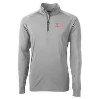 Men's Cutter & Buck  Gray Texas Longhorns Alumni Logo Adapt Eco Knit Stretch Recycled Quarter-Zip Pullover Top