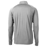 Men's Cutter & Buck  Gray Texas Longhorns Alumni Logo Adapt Eco Knit Stretch Recycled Quarter-Zip Pullover Top