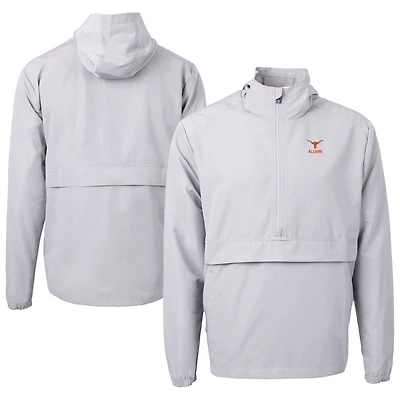 Men's Cutter & Buck Gray Texas Longhorns Alumni Logo Charter Eco Knit Recycled Anorak Half-Zip Jacket