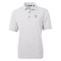 Polo recyclé pour homme Cutter & Buck, bleu marine, avec logo des anciens Texas Longhorns, DryTec Virtue Eco Pique et imprimé botanique