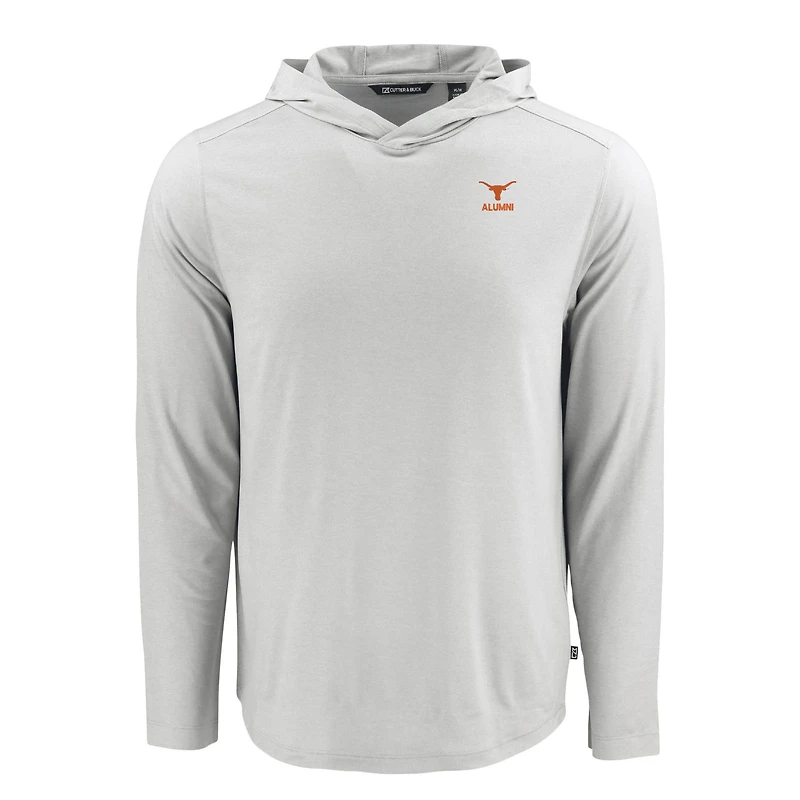 Men's Cutter & Buck Gray Texas Longhorns Coastline Epic Comfort Eco Recycled Long Sleeve Hoodie T-Shirt