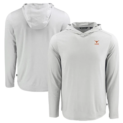 Men's Cutter & Buck Gray Texas Longhorns Coastline Epic Comfort Eco Recycled Long Sleeve Hoodie T-Shirt