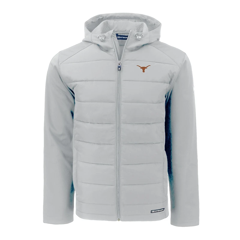 Veste à capuche zippée intégrale Cutter & Buck Gray Texas Longhorns Evoke pour homme